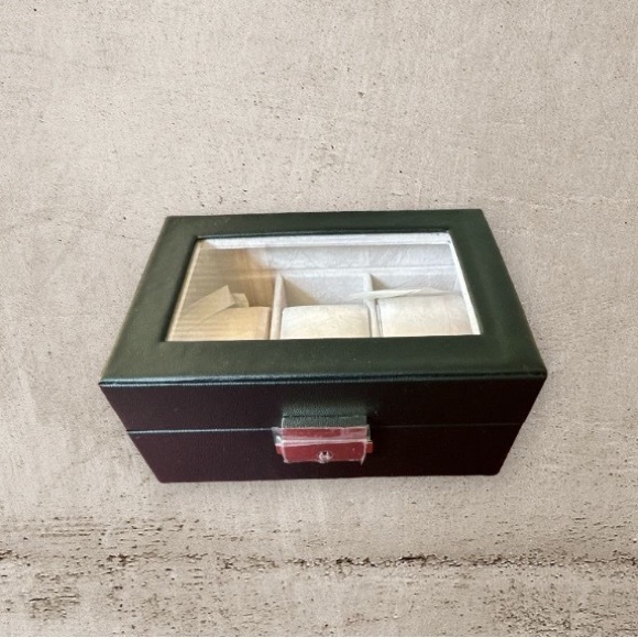 3 Slot Locking Watch Box Organizer Display Case with Key & Glass Window Black - Picture 2 of 14